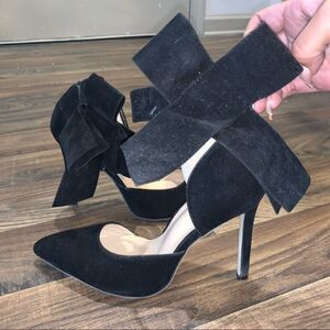Big bow black Pointy Toe heels